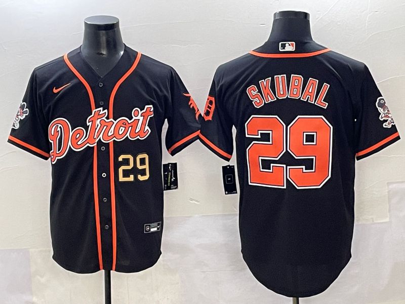 Men 2025 Detroit Tigers 29 Skubal Black Joint Name Nike MLB Jersey style 4